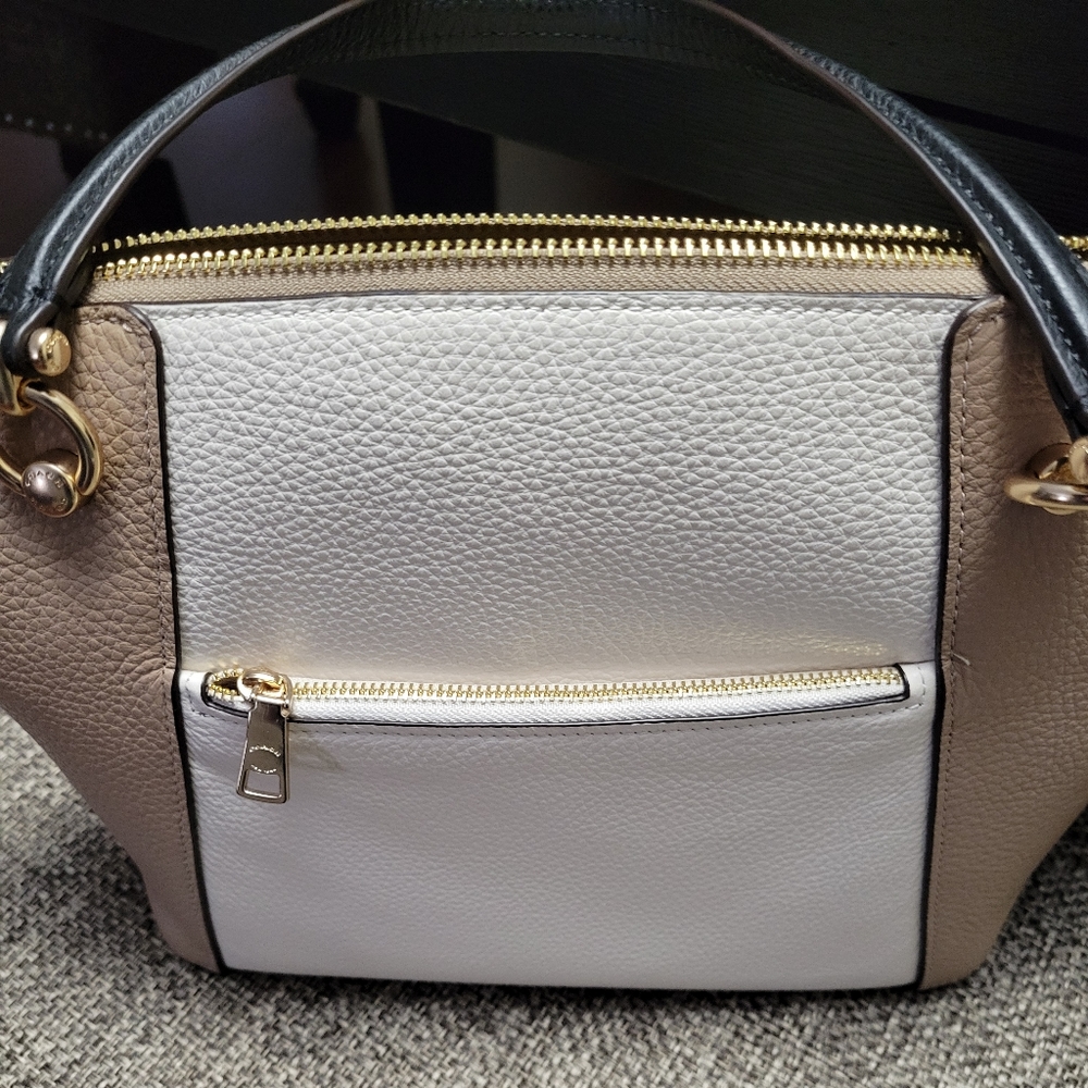 NWT Coach Kacey Satchel In Colorblock Xbody Messenger Pebble Leather Hand bag